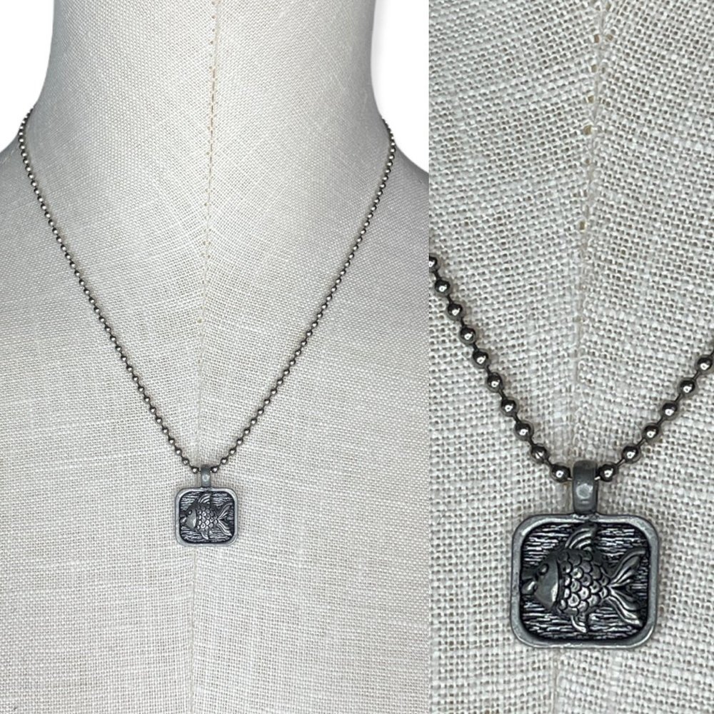 CSTA Sliver Tone Fish Necklace